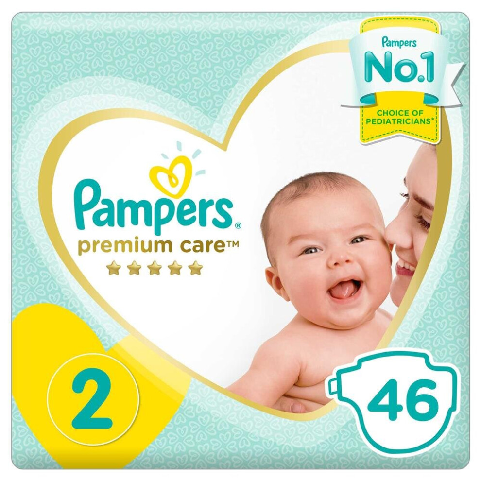 Premium Care Diapers Size 2 Mini 3-8Kg Mid Pack 46'S Pampers