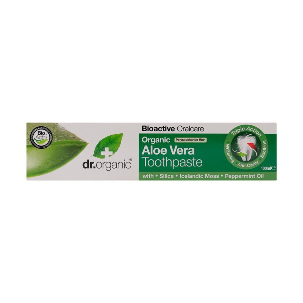Dr. Organic Aloe Vera Toothpaste 100ml | Natural Fluoride Free Toothpaste for Fresh Breath & Gum Care
