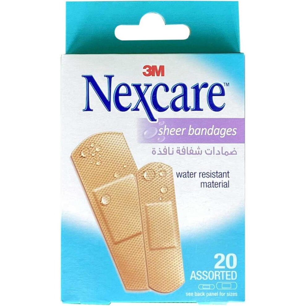 3M Nexcare Sheer Bandages Assorted 20'S Flexible Wound Protection