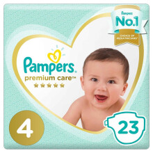 Pampers Premium Care Size 4 (8-14 kg) 23's UAE_BS_63953 - Blue Wetness Indicator, 2 Stretchy Sides, Breathable Skin-Friendly