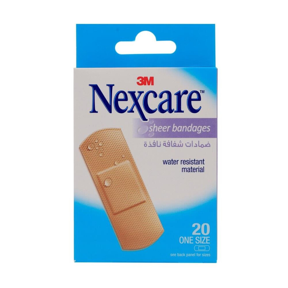 3M Nexcare Sheer Bandages 20s Breathable and Transparent Material to Provide Discreet Protection While Allowing the Skin to Heal Naturally