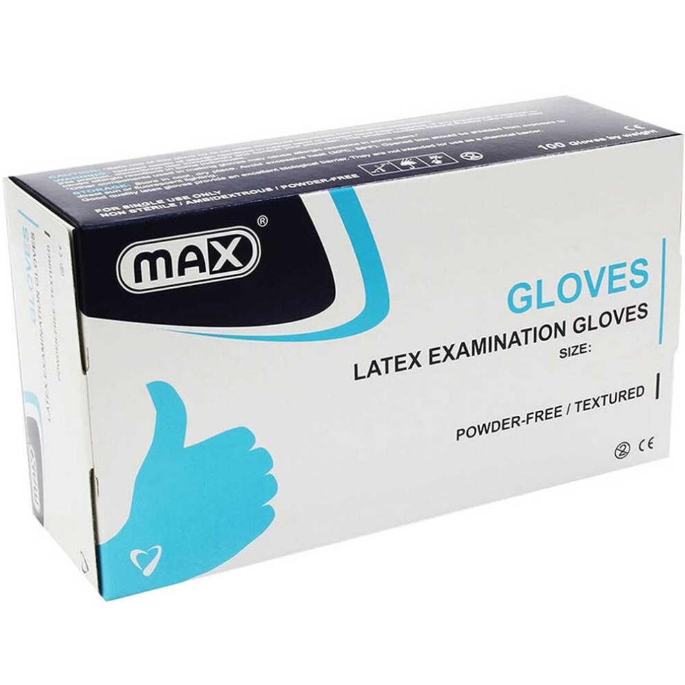 Max Latex Powder-Free Examination Gloves Medium (100 Count) | Medical-Grade, Durable, Non-Latex, Disposable Gloves for Healthcare & Safety
