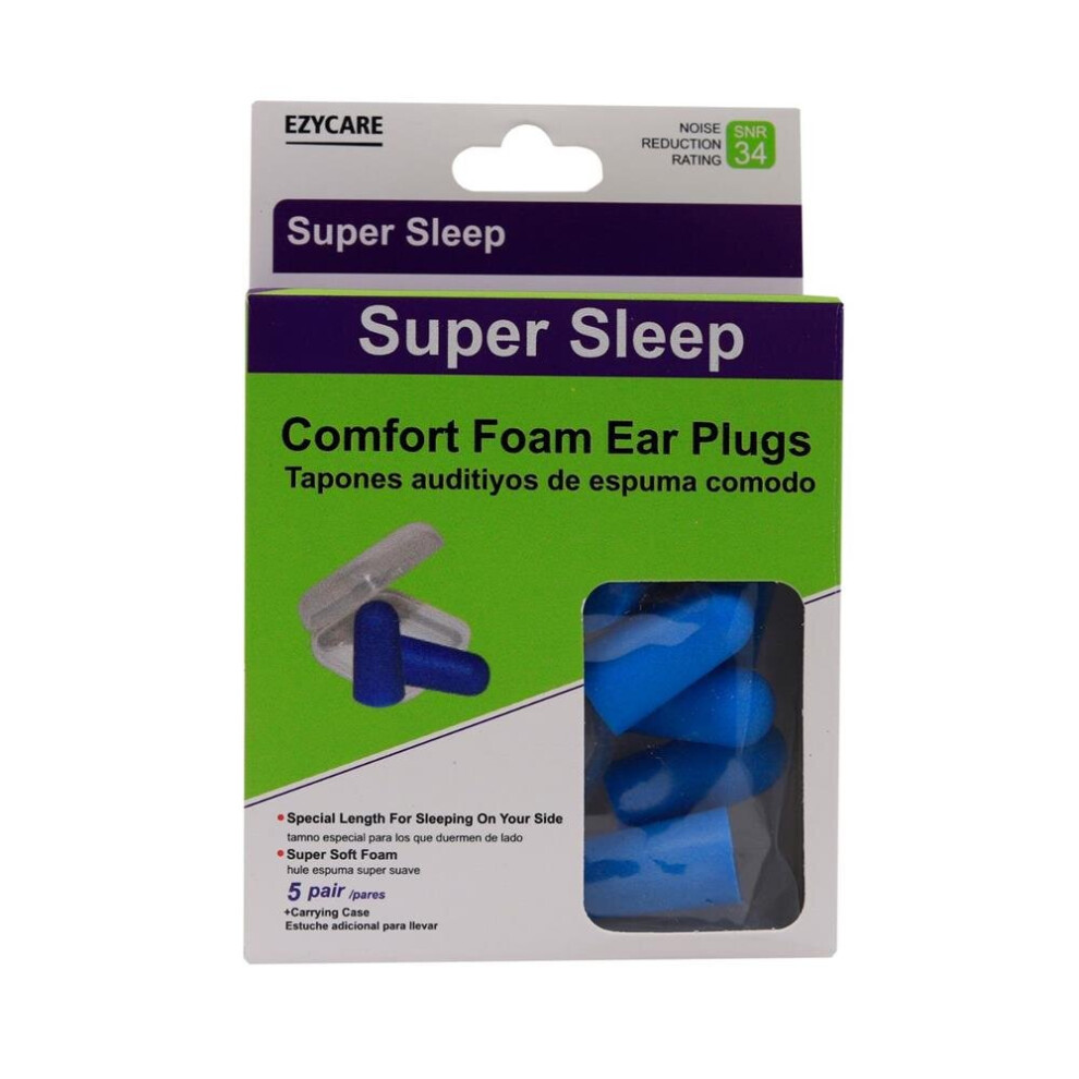 Ezycare Super Sleep Comfort Foam Ear Plugs Pairs 5'S 8901124751651