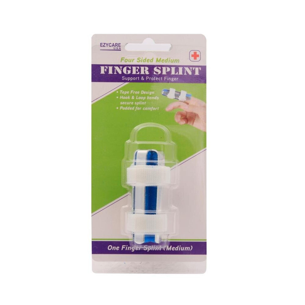 Ezycare 4 Sided Finger Splint Medium | Aluminum Finger Brace Support for Broken Finger & Injury Recovery
