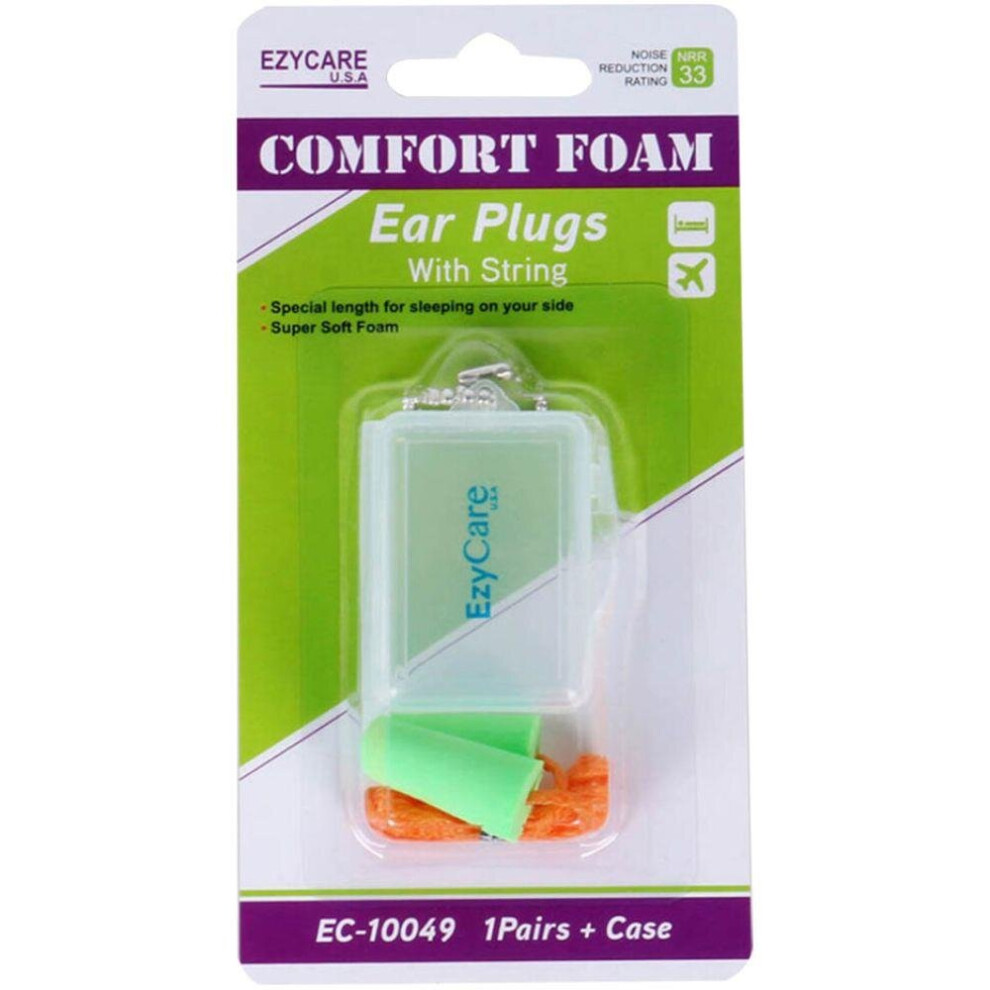 Ezycare Ear Plug With String 1 Pair | Reusable Noise Protection Earplugs For Work, Sleep & Swimming 8901124751439