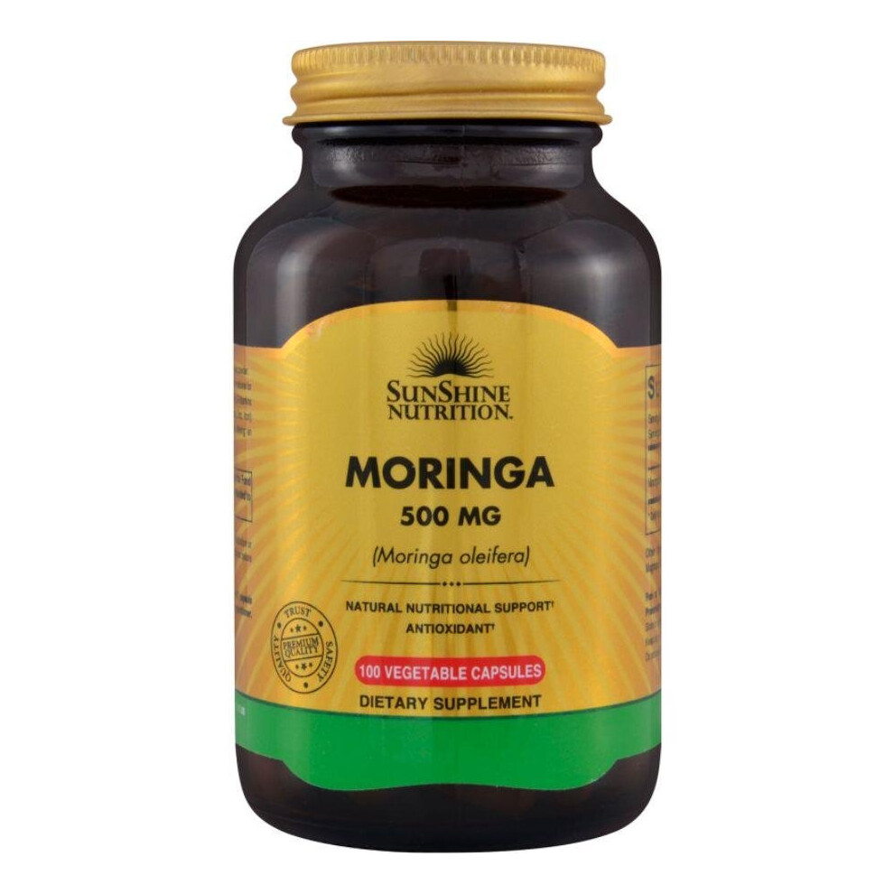 Sunshine Nutrition Moringa 500mg Capsules | Daily Herbal Food Supplement for Wellness & Vitality - 100s