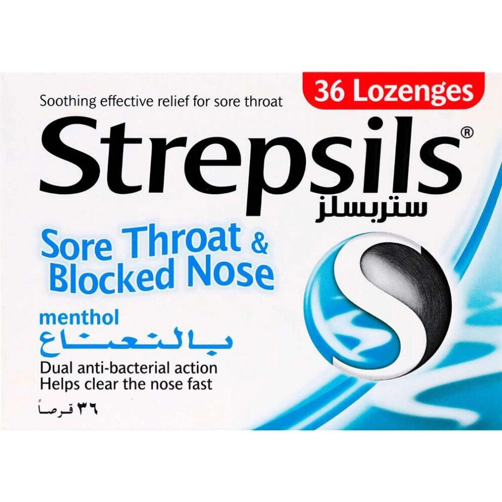 Strepsils Sore Throat & Blocked Nose Menthol Lozenges 36'S