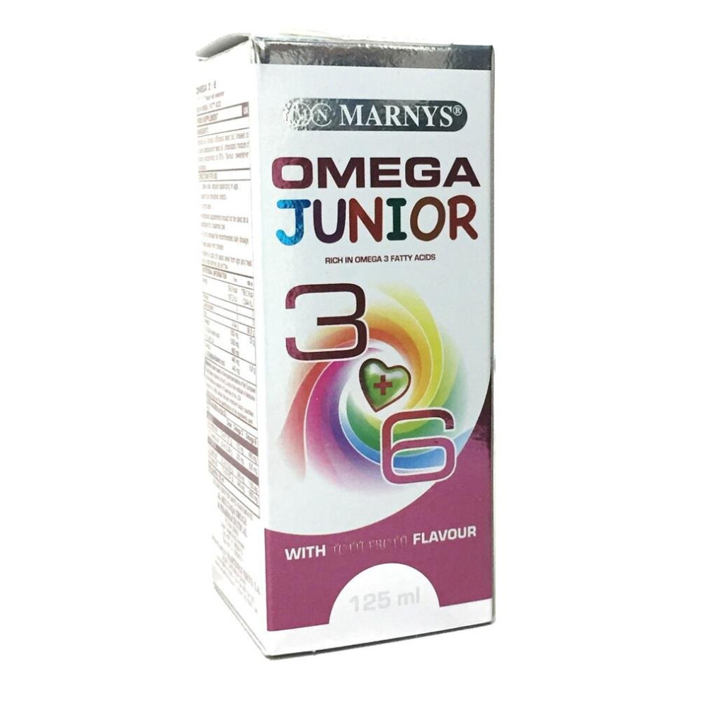 Marnys Omega Junior 3+6 Liquid 125ml | Omega-3 & Omega-6 Supplement for Kids |Brain & Eye Health |Supports Cognitive Development