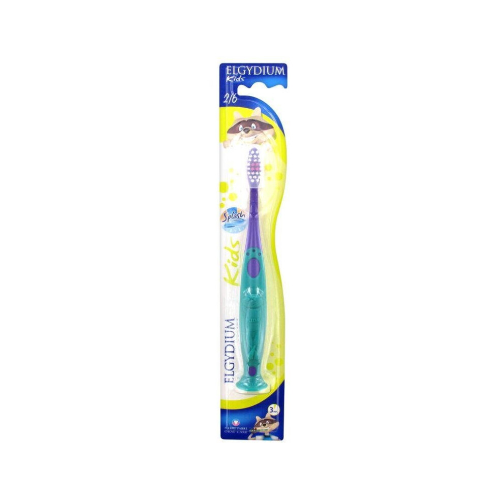 Elgydium Kids Soft Toothbrush Raccoon | Children's Soft Bristle Toothbrush for Gentle Teeth Cleaning