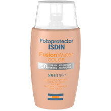 Isdin Fotoprotector Fusion Water SPF 50+ Color Light Tinted Sunscreen 50ml |UVA/UVB Protection, Lightweight, Water-Based, Tinted for Even Skin Tone