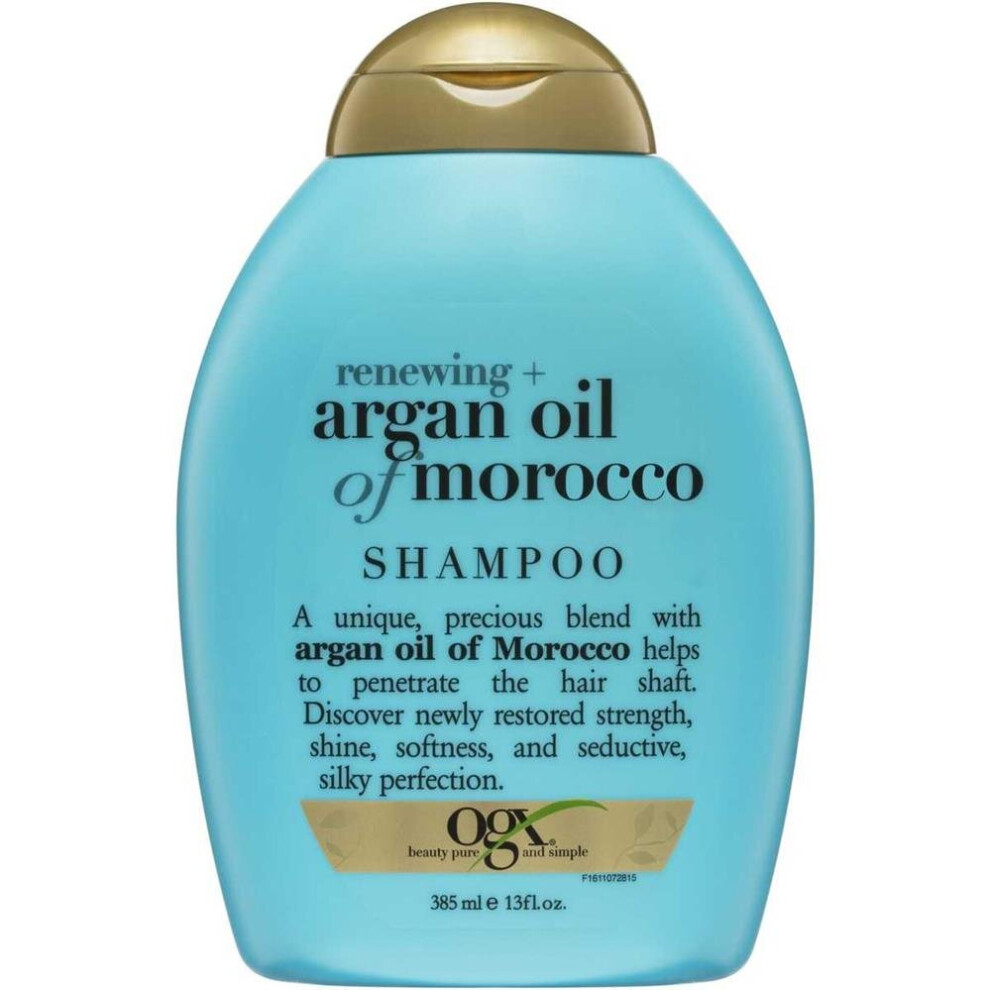 OGX Renewing Argan Oil of Morocco Shampoo, 385ml | Hydrating, Nourishing & Frizz Control for All Hair Types, Sulfate-Free, Paraben-Free