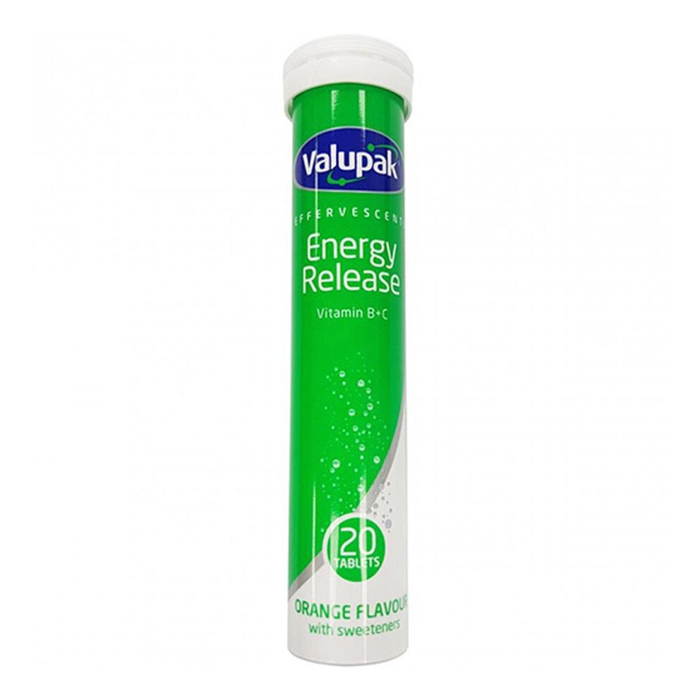 Valupak Effervescent Energy Release Vitamin B+C Tablets 20's
