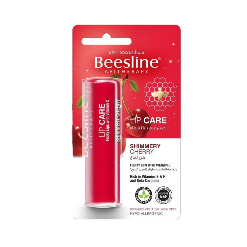 Beesline Lip Care Shimmery Cherry 4g | Moisturizing, Nourishing, Shimmery Finish, Hydrating, For Soft & Smooth Lips, Natural Lip Balm