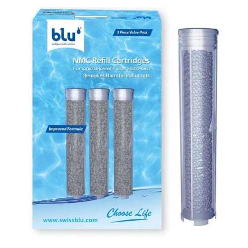 Blu Nmc Refill Cartridges Value Pack 3's for Shower Water - Filters Heavy Metals, Chlorine, Micro-organisms & Organic Pollutants (UAE_BS_63278)