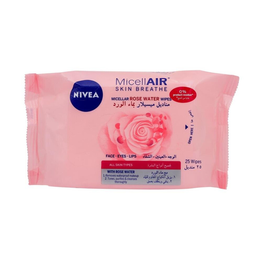 Nivea MicellAir Skin Breath Rose Water Wipes 25's