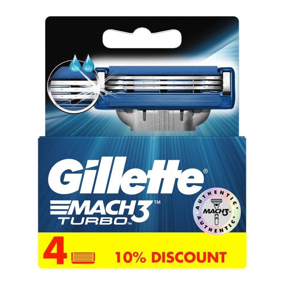 Gillette Mach3 Turbo Men's Razor Blade Refills 4's