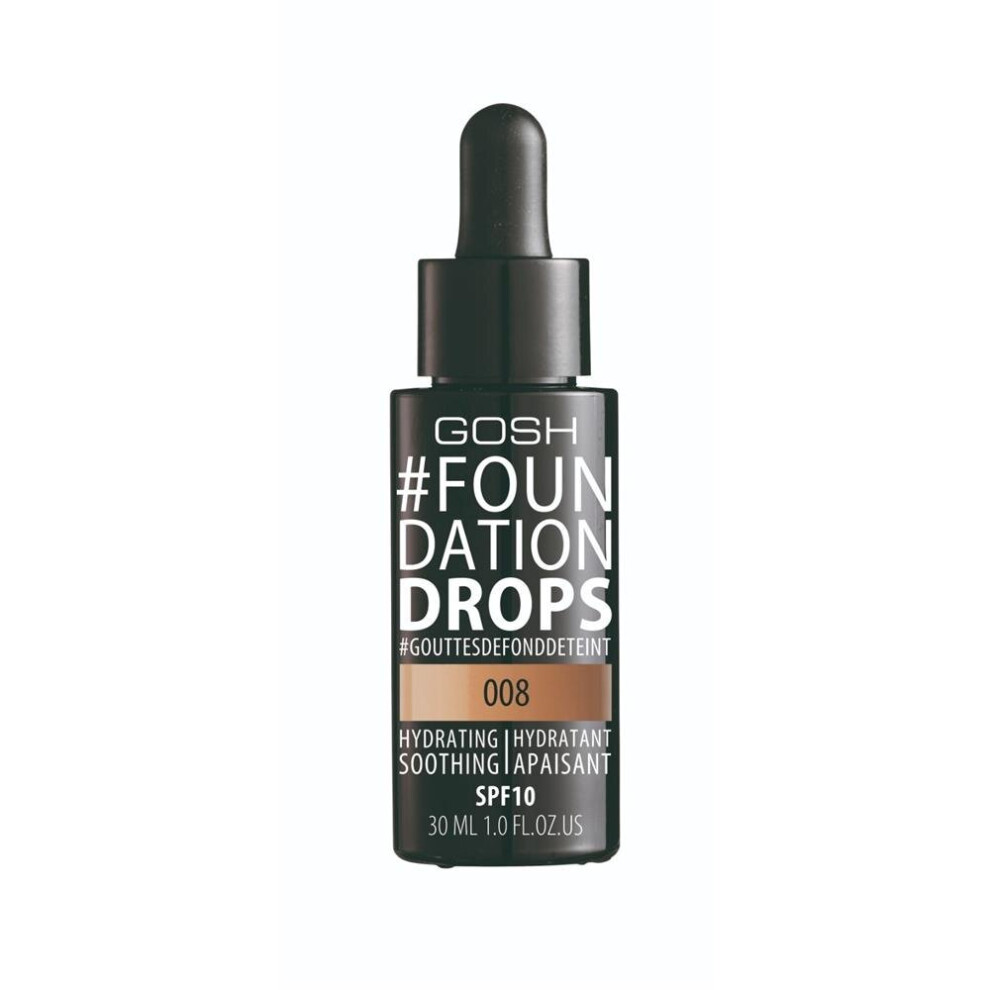 Beige Gosh Foundation Drops Honey 30Ml | Lightweight Liquid Foundation Warm Shade Natural Finish