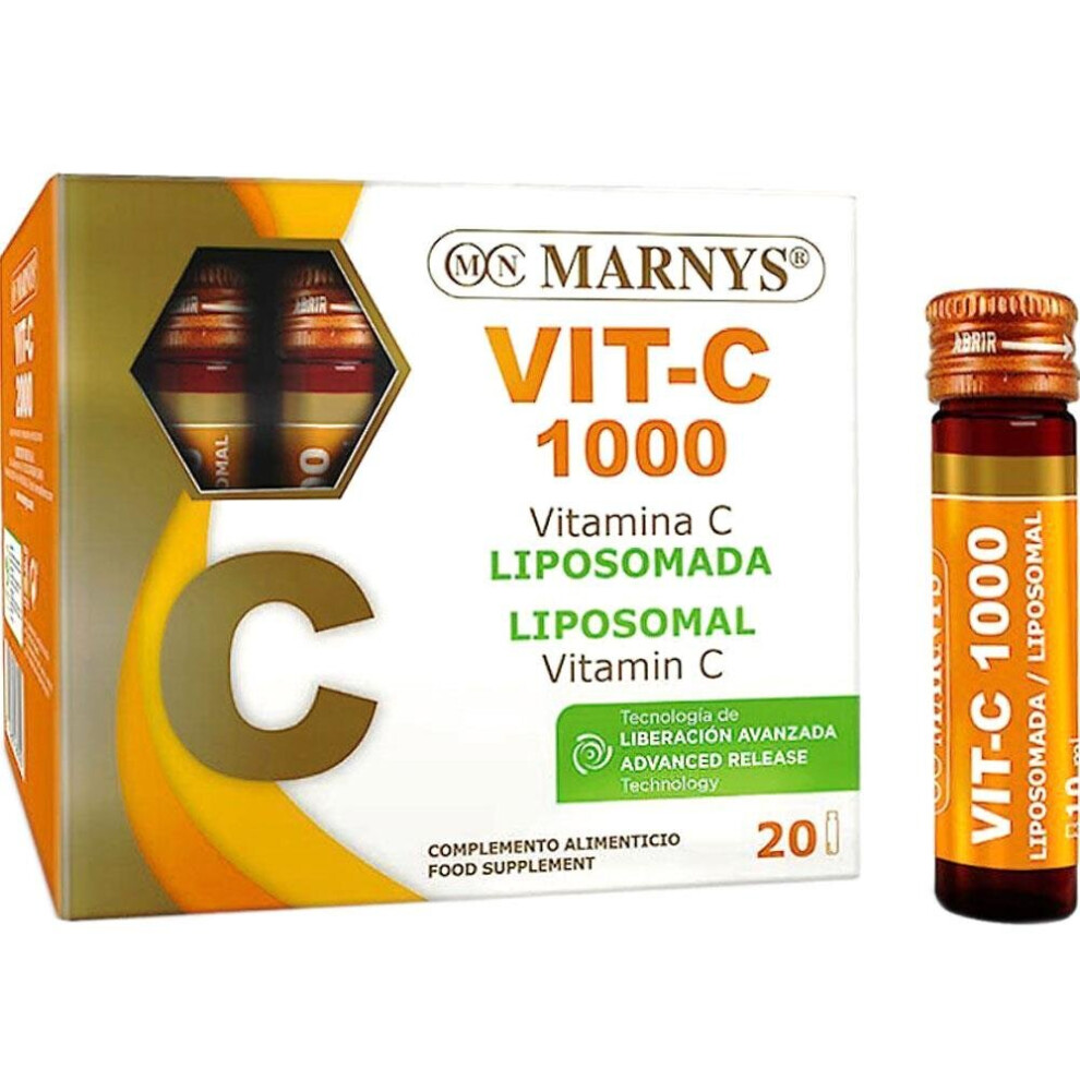 Marnys Vitamin C 1000 Liposomal 10ml Vials 20's |High-Absorption Vitamin C Supplement, Immune Support, Antioxidant Protection, Skin Health
