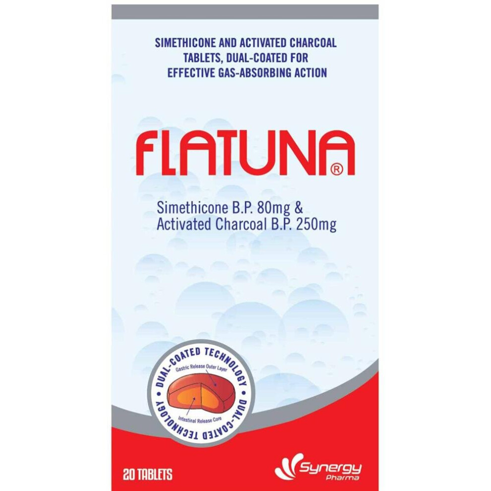 Flatuna Dual Coated Tablets - 20's | Fast Relief from Gas & Bloating, Supports Digestive Comfort