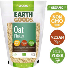 Earth Goods Organic Oat Flakes Non-Gmo Vegan High Fiber 500G