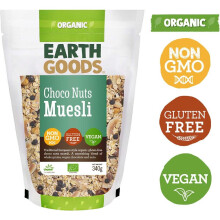 Earth Goods Organic Gluten-Free Choco Nuts Muesli Non-Gmo Gluten-Free Vegan 340G