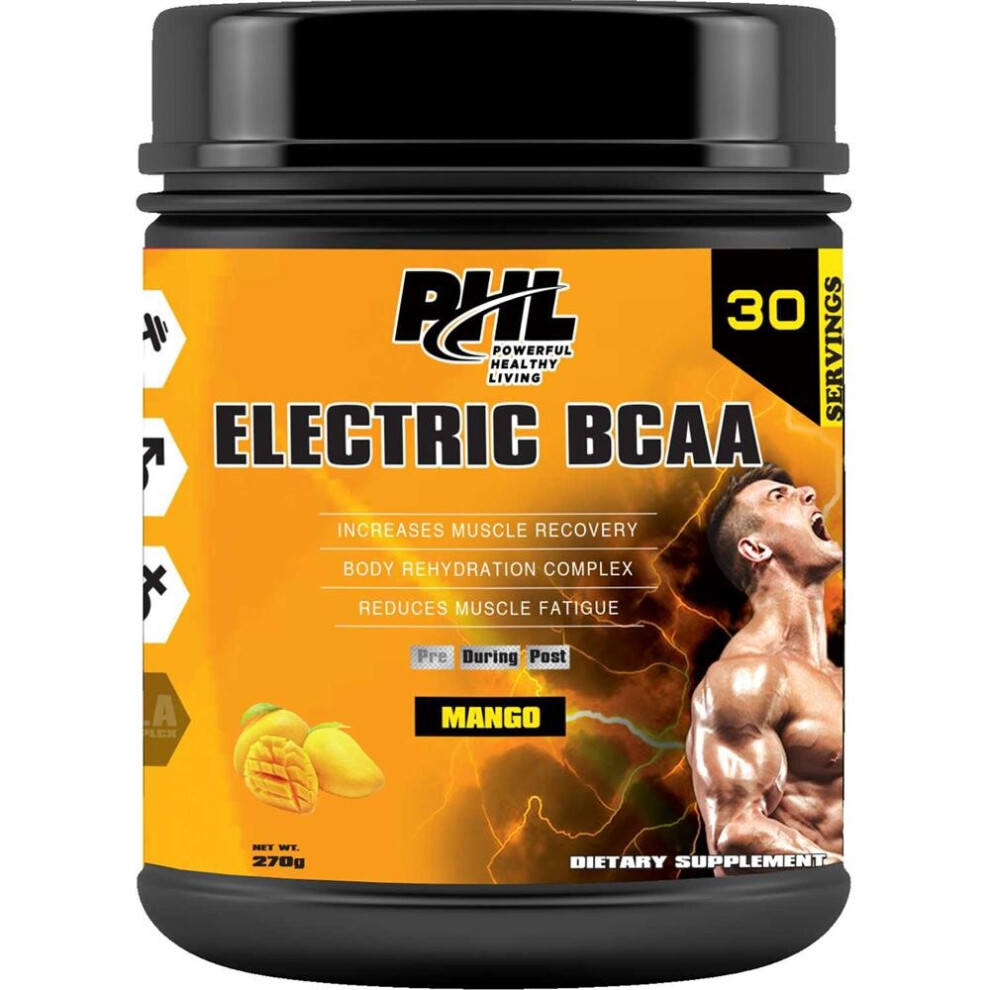 PHL Electric BCAA Mango | Muscle Recovery & Workout Support Supplement - 270G