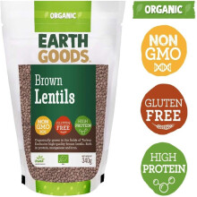 Earth Goods Organic Brown Lentils Non-Gmo Gluten-Free High Protein 340G