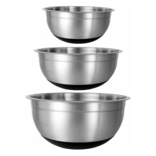 Vintage Gourmet Set of 3 Stainless Steel Mixing Bowls