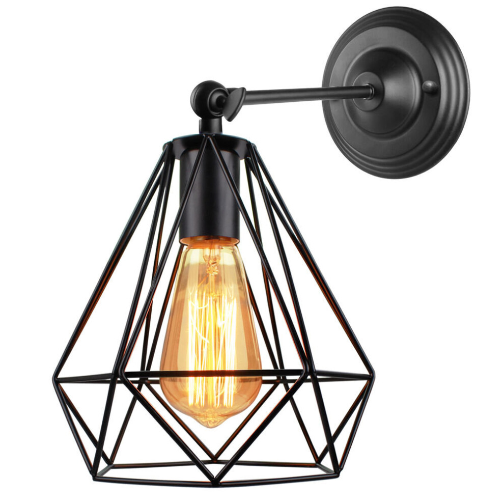 Metal Iron Cage Wall Light Black Retro Creative Wall Lamp Industrial Chandelier for Indoor Barn Restaurant Bedroom