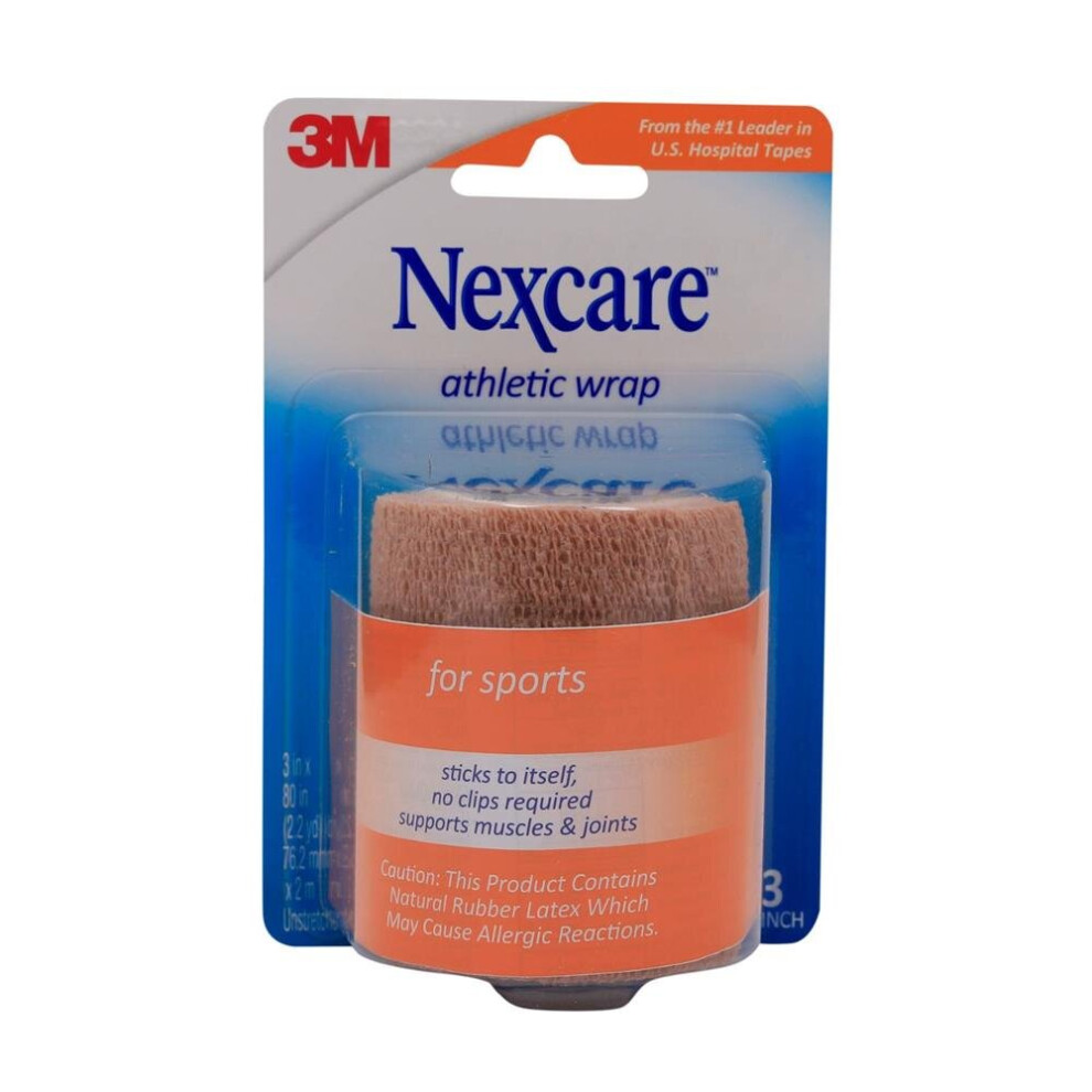 3M Nexcare Athletic Wrap Brown Flexible Self Adhering Bandage to Provide Firm Support for Joints and Muscles Without Irritating Skin