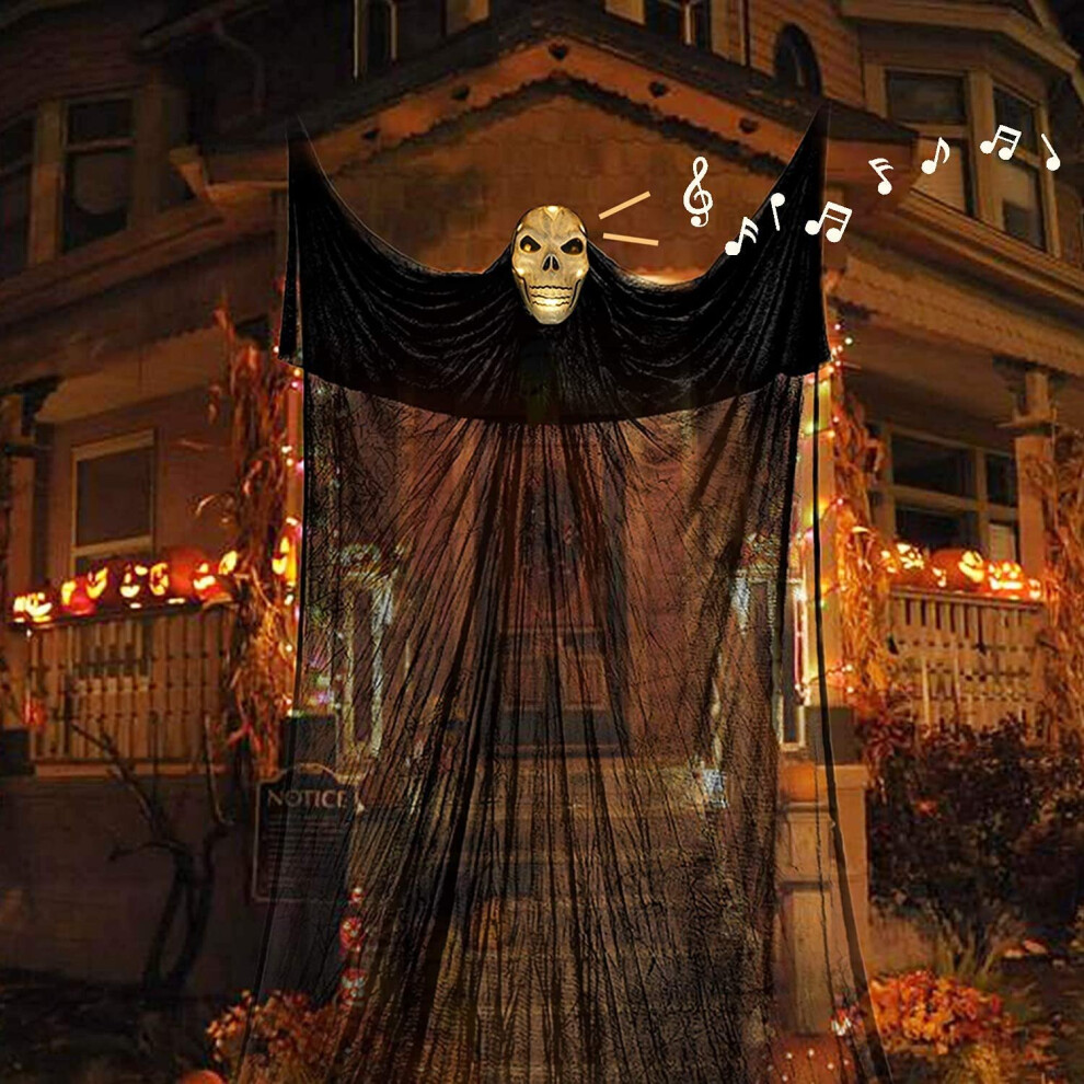 10.8ft Halloween Ghost Hanging Ghost Lights with Sound-Controlled Lighting, with Special Sound Effects, Scary Creepy Indoor/Outdoor Decor