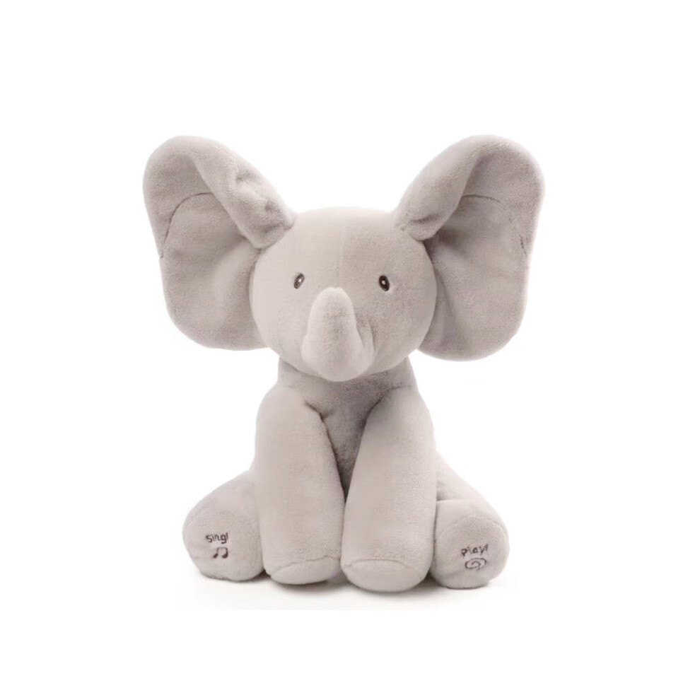 (Apricot) Baby Peek-a-boo plush elephant singing toy elephant doll doll toy with moving ears