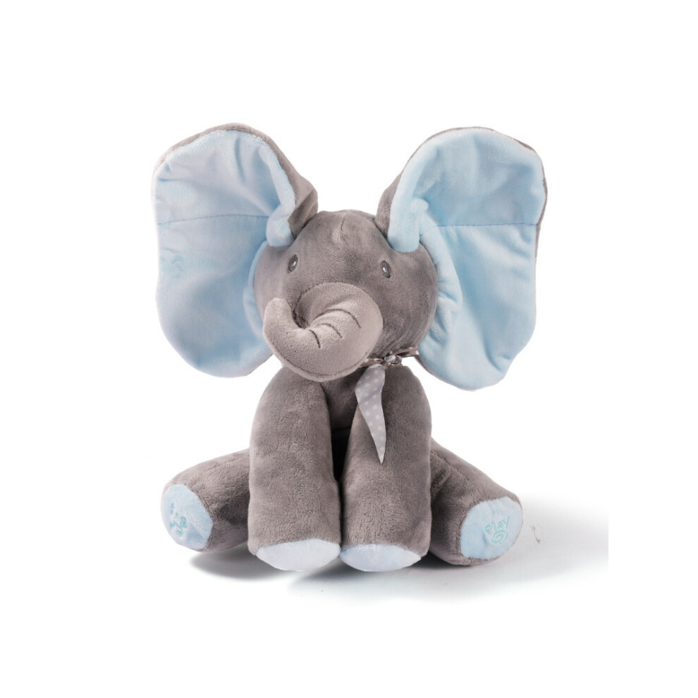 Blue Gray Baby Peek a boo plush elephant singing toy elephant doll doll toy with moving ears on OnBuy