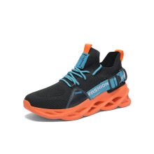 (Black Orange, 43) Unisex Adults Casual Sneakers Athletic Outdoor Lace Up Walk Running Flat Shoes