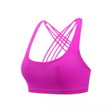(Hot Pink, XL) Women's padded cross strap sports bra top gym Tops