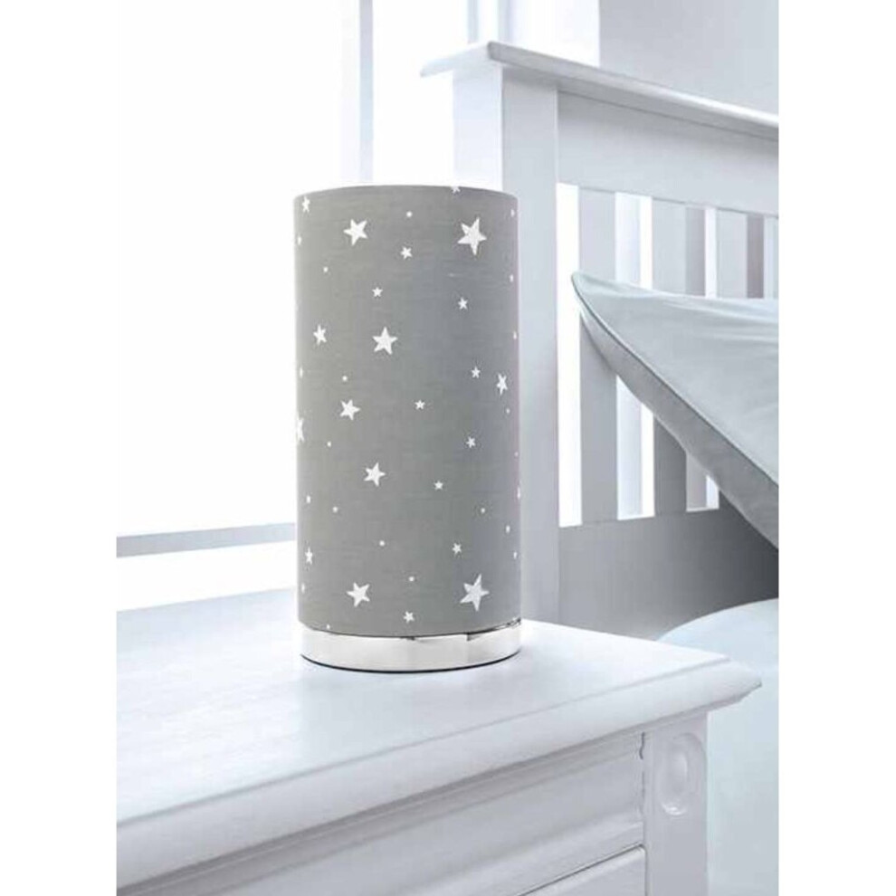 Cut Out Table Lamp Chrome Base Children'S Living Bed Room-Grey Stars