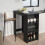 Living And Home Black Modern Chipboard Bar Table with 3 Storage Shelves for Kitchen Dinning Room 2