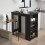Living And Home Black Modern Chipboard Bar Table with 3 Storage Shelves for Kitchen Dinning Room 3