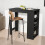Living And Home Black Modern Chipboard Bar Table with 3 Storage Shelves for Kitchen Dinning Room 1