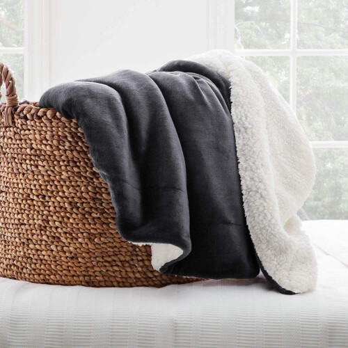 Imperial Rooms (Grey, Medium - 150 x 200 cm) Sherpa Fleece Blanket Bed Throws For Sofas Soft Fluffy Thick Blanket Reversible Microfiber Throw Single Double King 2