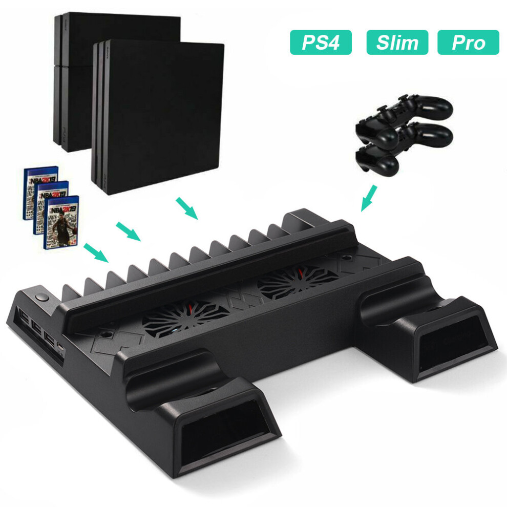 Cooling Fan Stand Radiator Dual Charging Stations Dock Usb Ports For Ps4 7381457030417