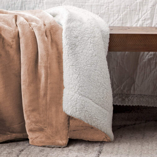 Imperial Rooms (Camel, Medium - 150 x 200 cm) Sherpa Fleece Blanket Bed Throws For Sofas Soft Fluffy Thick Blanket Reversible Microfiber Throw Single Double King 1