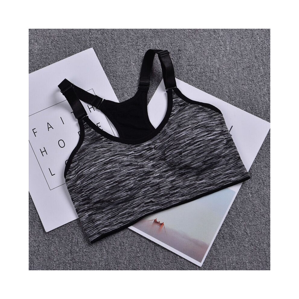 (Gray, XL) Women's Padded Sports Bra Top Vest Fitness Yoga Bra