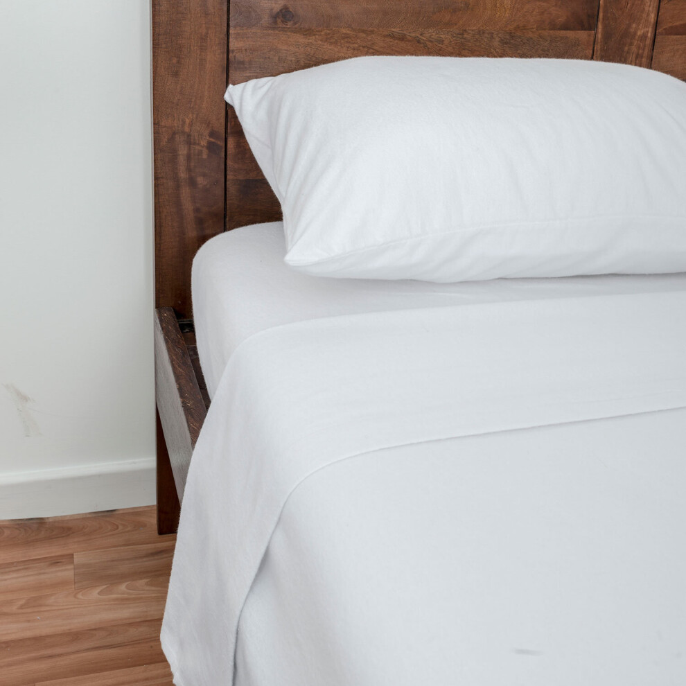 Homescapes (King, ) Luxury Brushed Cotton Flannelette Flat Sheet White