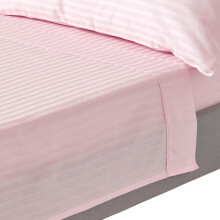 (Super-King, Pink) Egyptian Cotton Flat Sheet Single 330 Thread Count Satin Stripe