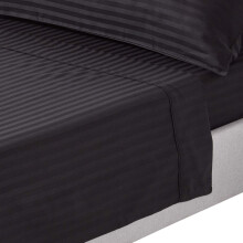 (King, Black) Egyptian Cotton Flat Sheet Single 330 Thread Count Satin Stripe