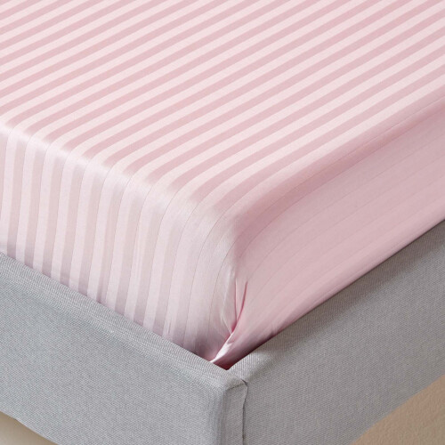 Homescapes (Super-King, Pink) Egyptian Cotton Flat Sheet Single 330 Thread Count Satin Stripe 1