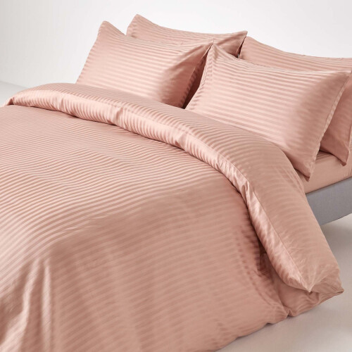 Homescapes (Single, Taupe) Egyptian Cotton Flat Sheet Single 330 Thread Count Satin Stripe 2