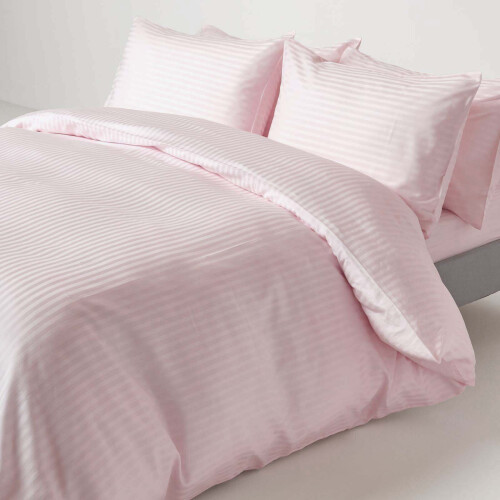 Homescapes (Single, Dusky Pink Violet) Egyptian Cotton Flat Sheet Single 330 Thread Count Satin Stripe 2