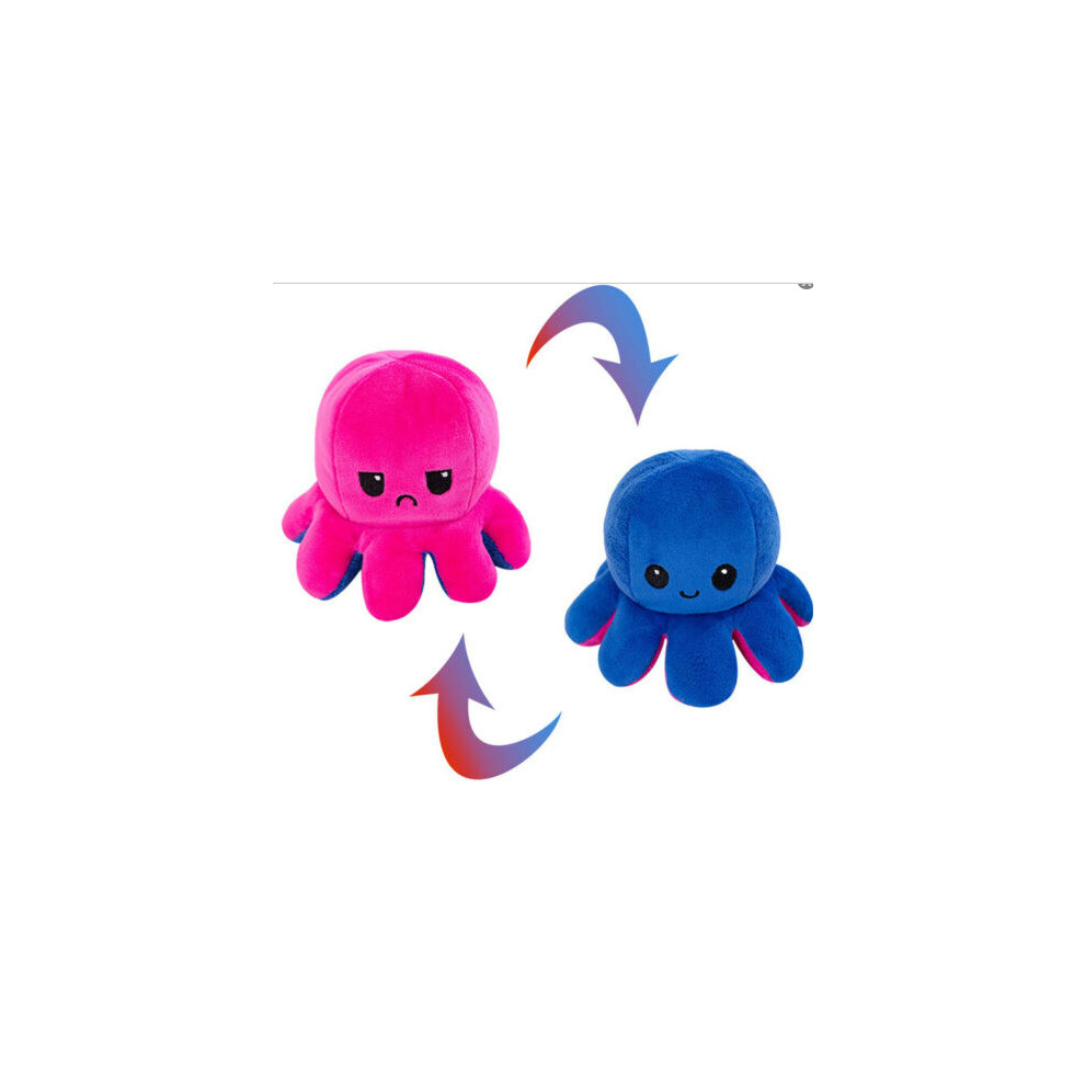( To Rose Red) Giant 50Cm Reversible Octopus Flip Mood Plush Toy Dark/Blue/Red